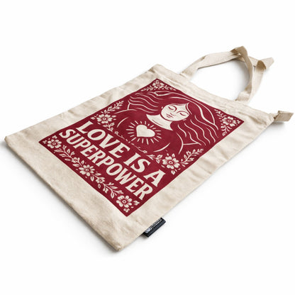 Nomad Sari Iconic Toni Tote Bag - Liebe ist eine Superkraft - Natur 10oz