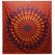 Couette double en coton + tenture murale - Mandala Paon - Grenat