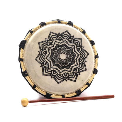 Tambour chamanique Mandala avec maillet - 20 cm