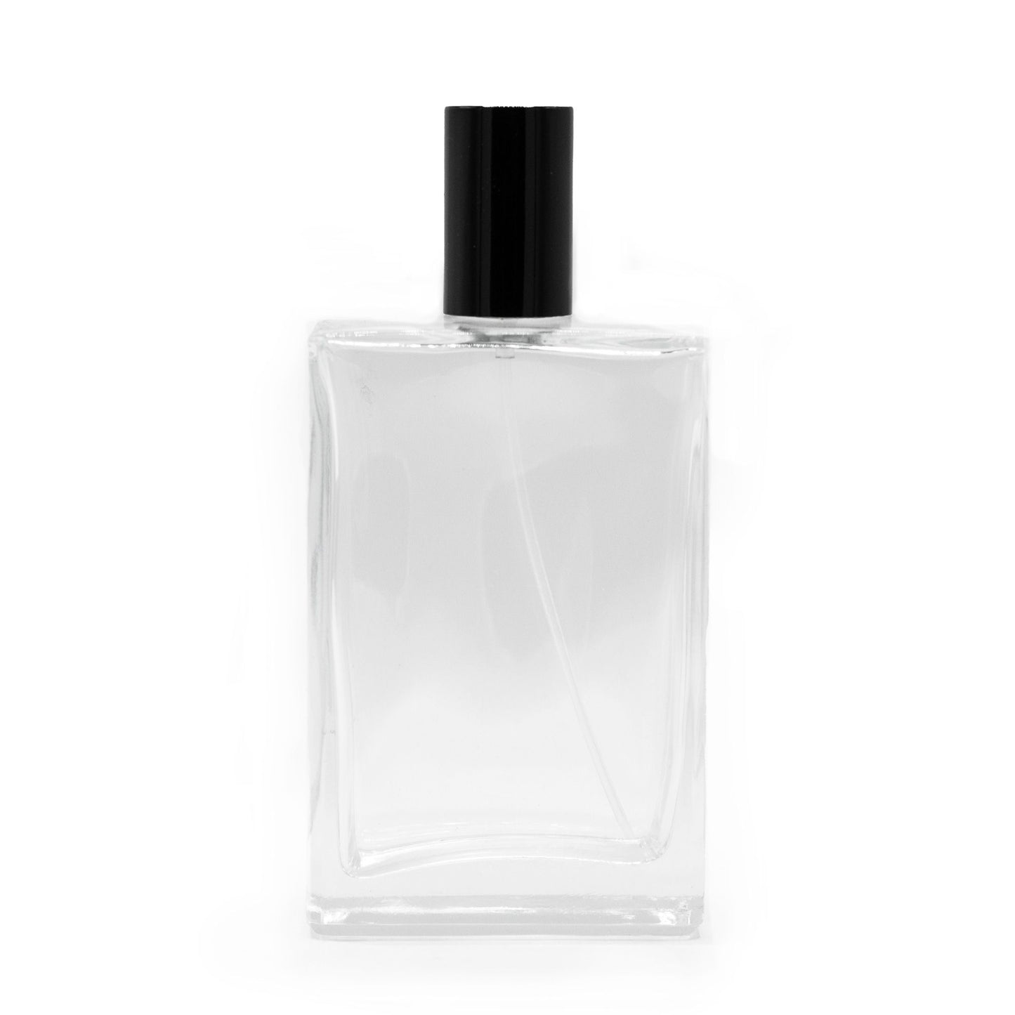 100 ml dicke quadratische Flasche, schwarzes Spray und Kappe