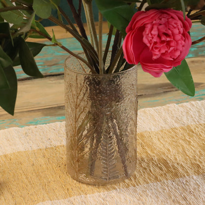 Bougeoir en verre floral naturel - Grand vase - Pin (19 x 11 cm)