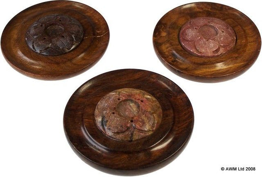 Porta-incienso Disco de Madera y Esteatita