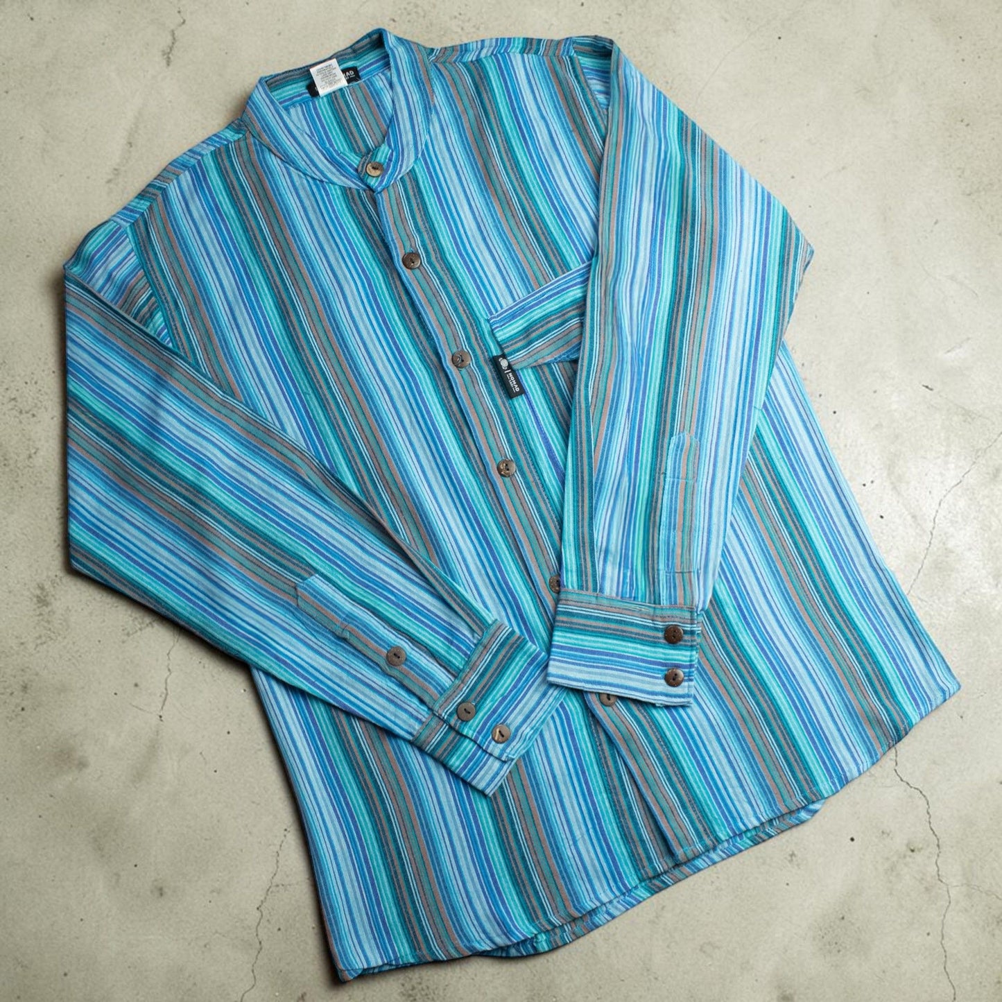 Nomad Sari Grandad Shirt - Turquesa - Mediano