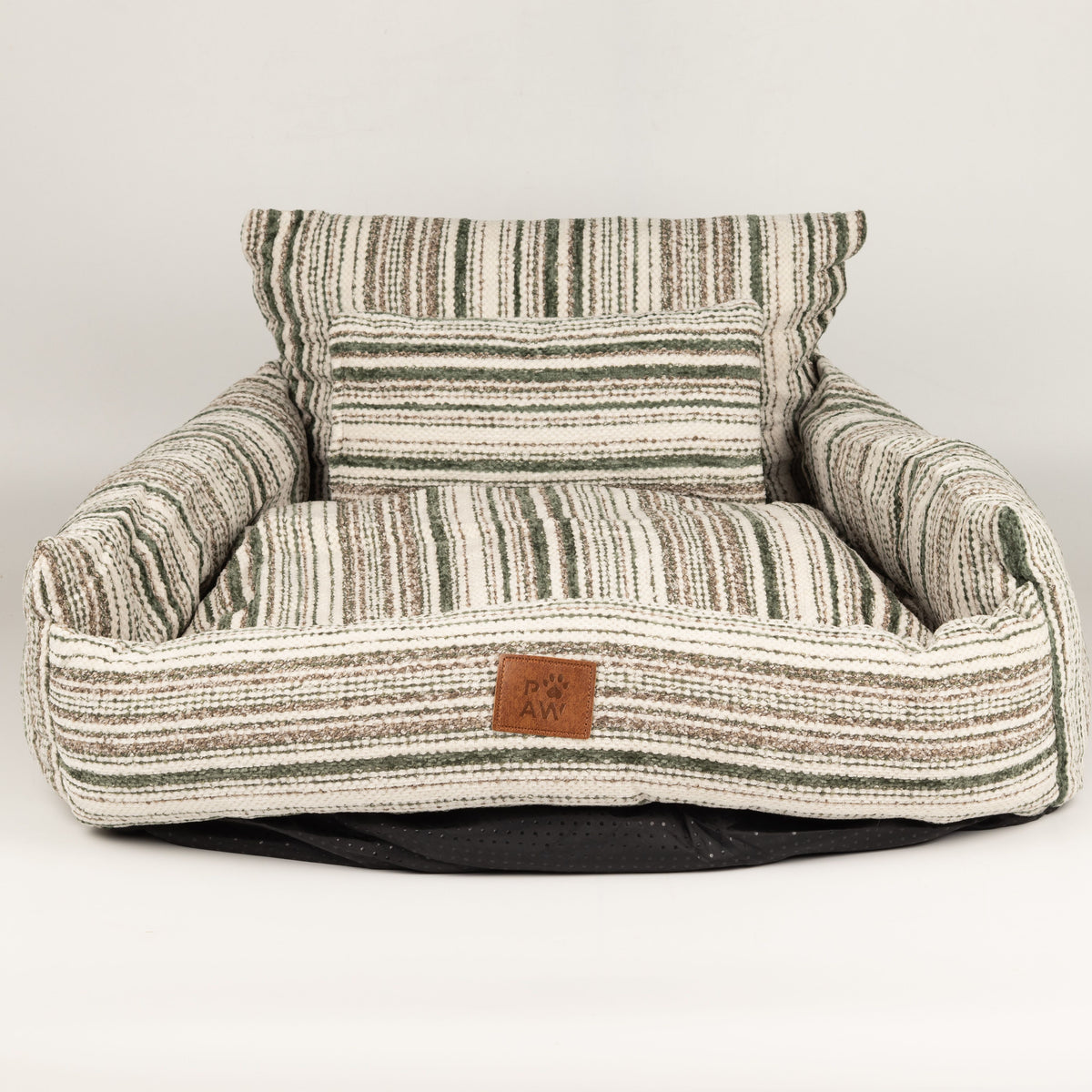 PAW Bed – Sofá Mediano – Rayas Marrones – 60 × 60 × 28 cm