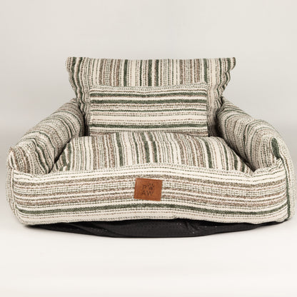 PAW Bed – Sofá Mediano – Rayas Marrones – 60 × 60 × 28 cm