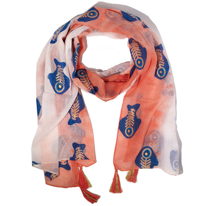 Schal Nomad Sari Aqua Fish – Koralle (180x50 cm)