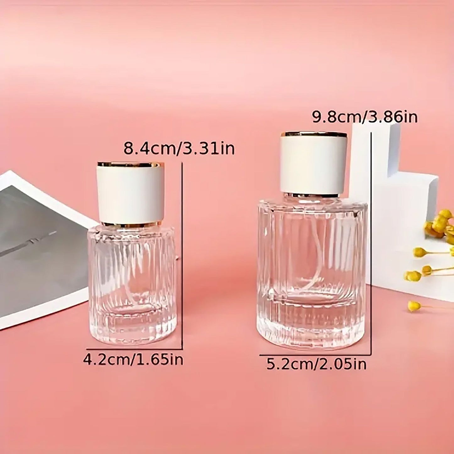 Flacons de parfum en verre avec vaporisateur et bouchon marron, 50 ml