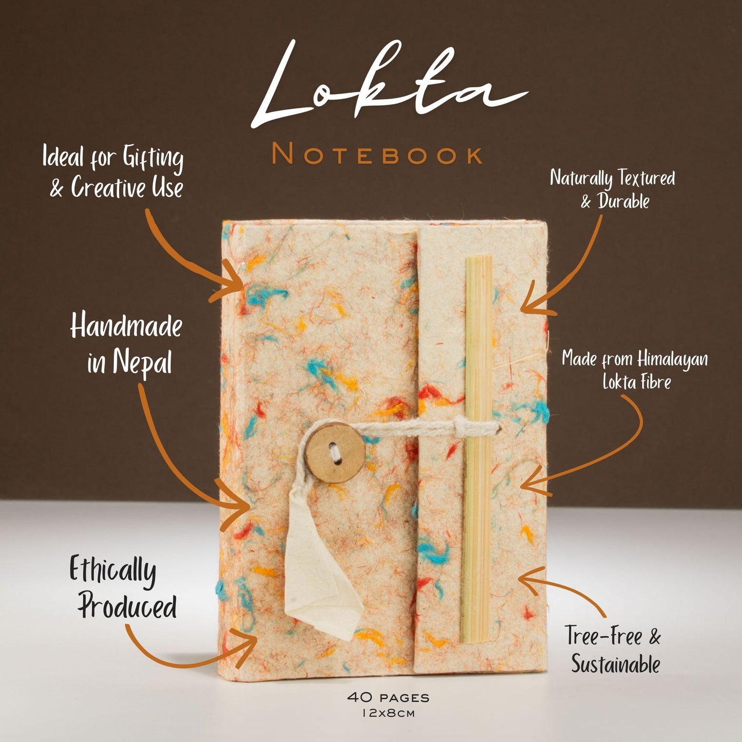 Mini carnet Lokta - Lokta en coton de couleurs mélangées - 40 feuilles