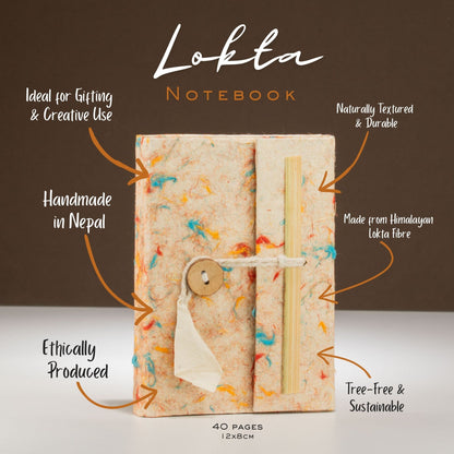 Mini carnet Lokta - Lokta en coton de couleurs mélangées - 40 feuilles