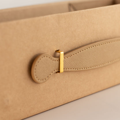 Caja de regalo plegable - con forma de caja de vino (33.5x10x10.5cm) - Marrón kraft