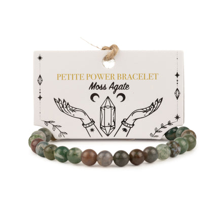 Pulsera Petite Power (17 cm x 6 mm) - ágata musgosa
