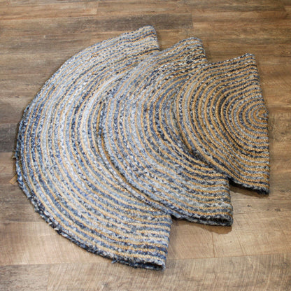 Alfombra Redonda de Yute y Reciclaje de Mezclilla - 120 cm