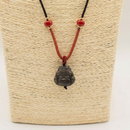 Coole Edelsteinanhänger – Buddha aus Silber-Obsidian