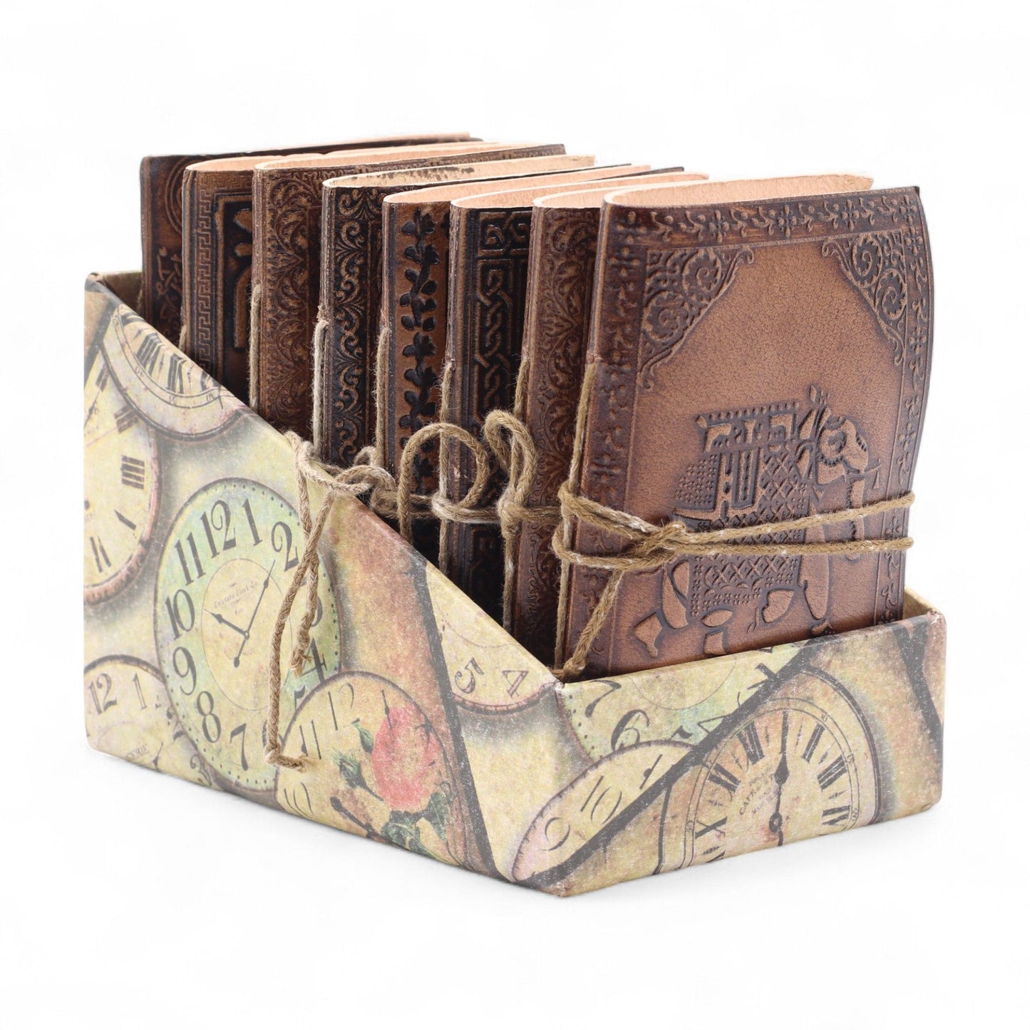 Carnets en cuir de taille moyenne assortis (5 x 3,5 pouces) - Vitrine
