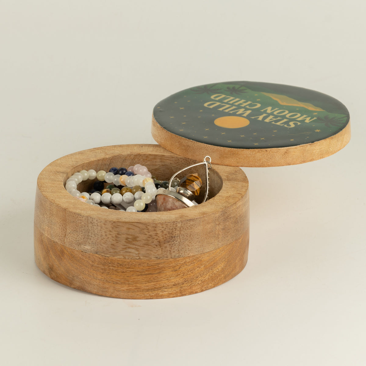 Caja esmaltada redonda - Mantente salvaje, hijo de la luna