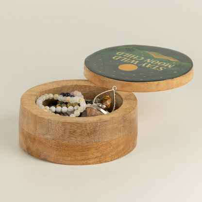 Caja esmaltada redonda - Mantente salvaje, hijo de la luna