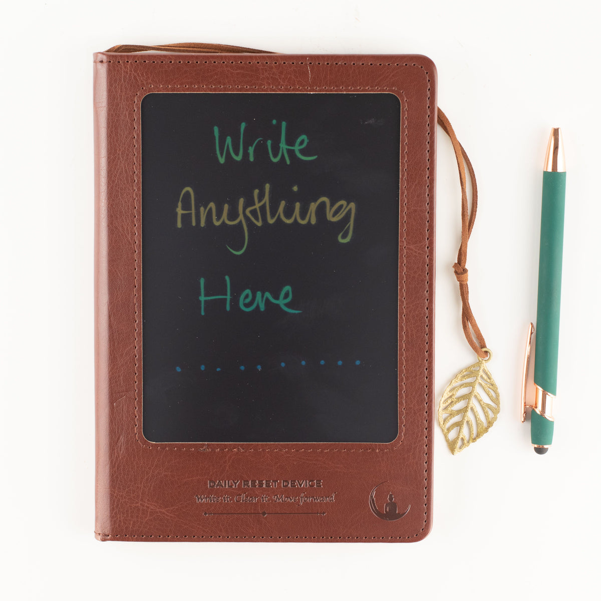 A5 Cuaderno de Intención - Pantalla LCD de limpieza - Efecto cuero marrón - 80 hojas