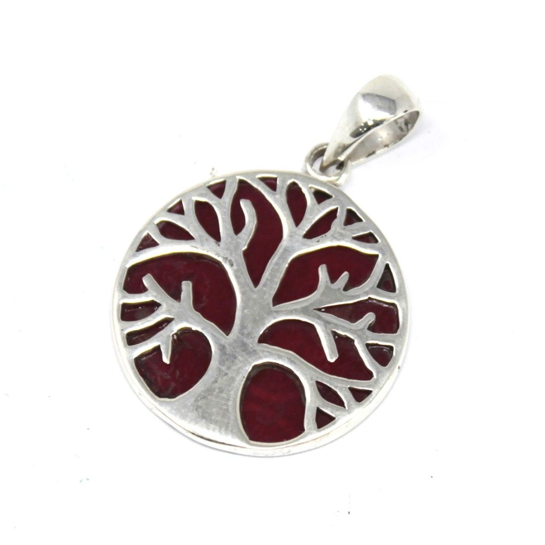 Colgante Plata Árbol de la Vida 22mm Coral