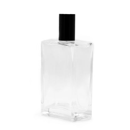 100 ml dicke quadratische Flasche, schwarzes Spray und Kappe