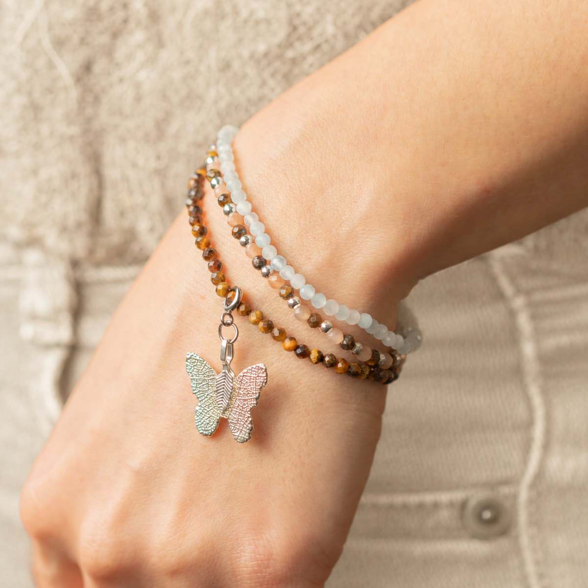 Conjunto de pulseras de gemas Espíritu de ninfa - Atardecer en el mar