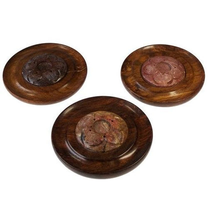 Räucherhalterscheibe aus Holz und Speckstein