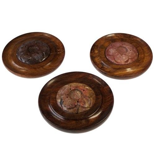 Porta-incienso Disco de Madera y Esteatita