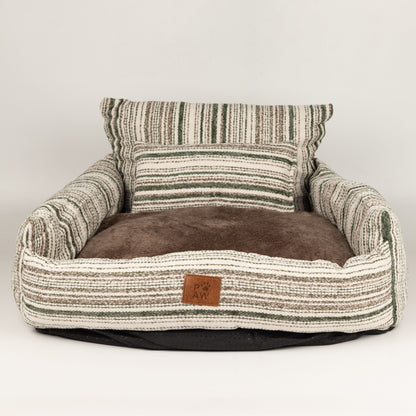 PAW Bed – Sofá Mediano – Rayas Marrones – 60 × 60 × 28 cm