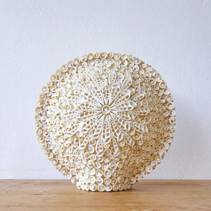 Lampe coquillage Boho - Grand coquillage rond - 30 cm