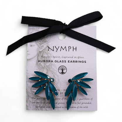 Verde azulado - Vidrio vintage - Hadas - Pendientes