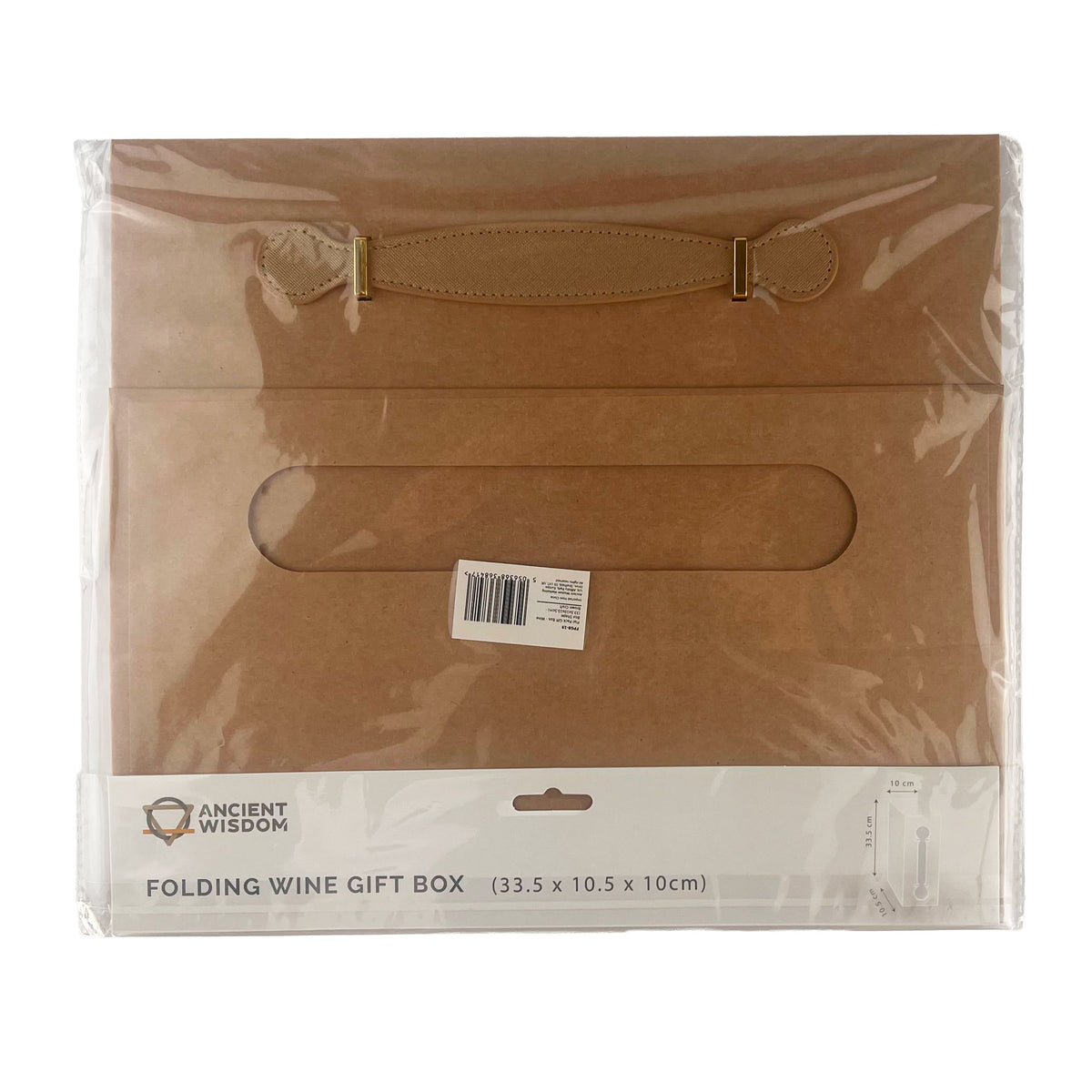 Caja de regalo plegable - con forma de caja de vino (33.5x10x10.5cm) - Marrón kraft