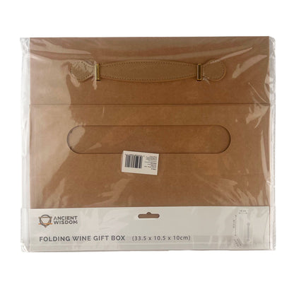 Caja de regalo plegable - con forma de caja de vino (33.5x10x10.5cm) - Marrón kraft