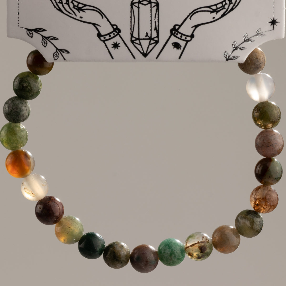 Pulsera Petite Power (17 cm x 6 mm) - ágata musgosa