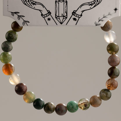 Pulsera Petite Power (17 cm x 6 mm) - ágata musgosa