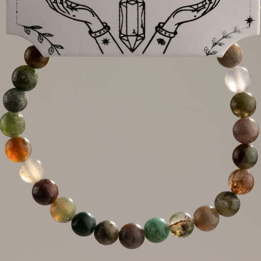 Pulsera Petite Power (17 cm x 6 mm) - ágata musgosa