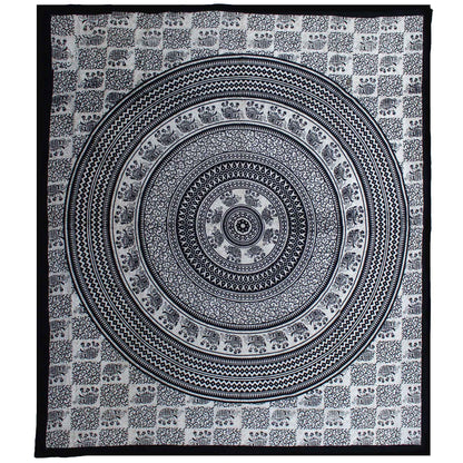 Couette double en coton + tapisserie murale - Mandala Singe-Éléphant