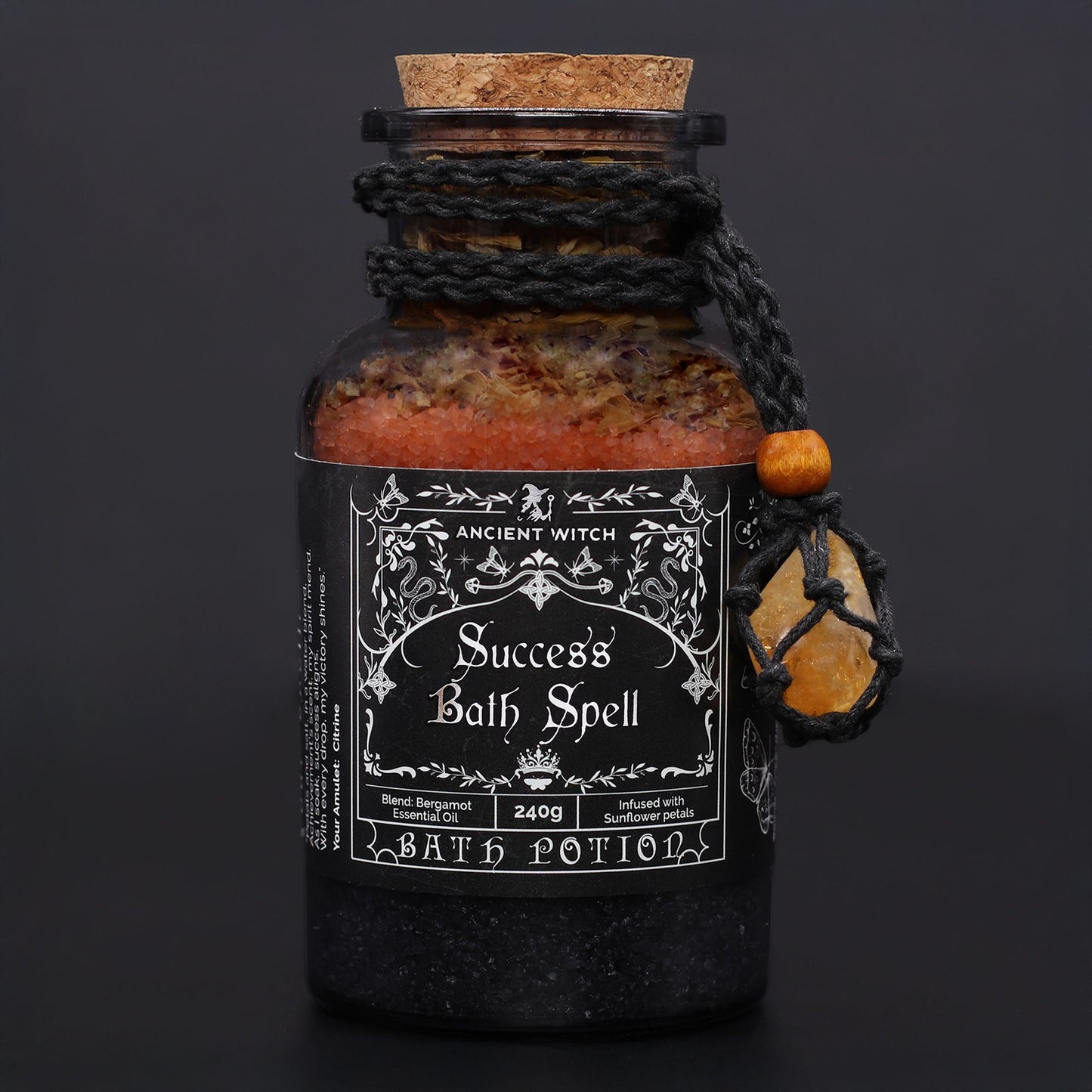 Potion de bain de sorcière ancienne et amulette en cristal de citrine - Succès
