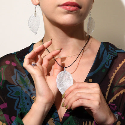 Pendientes Hoja en Plata