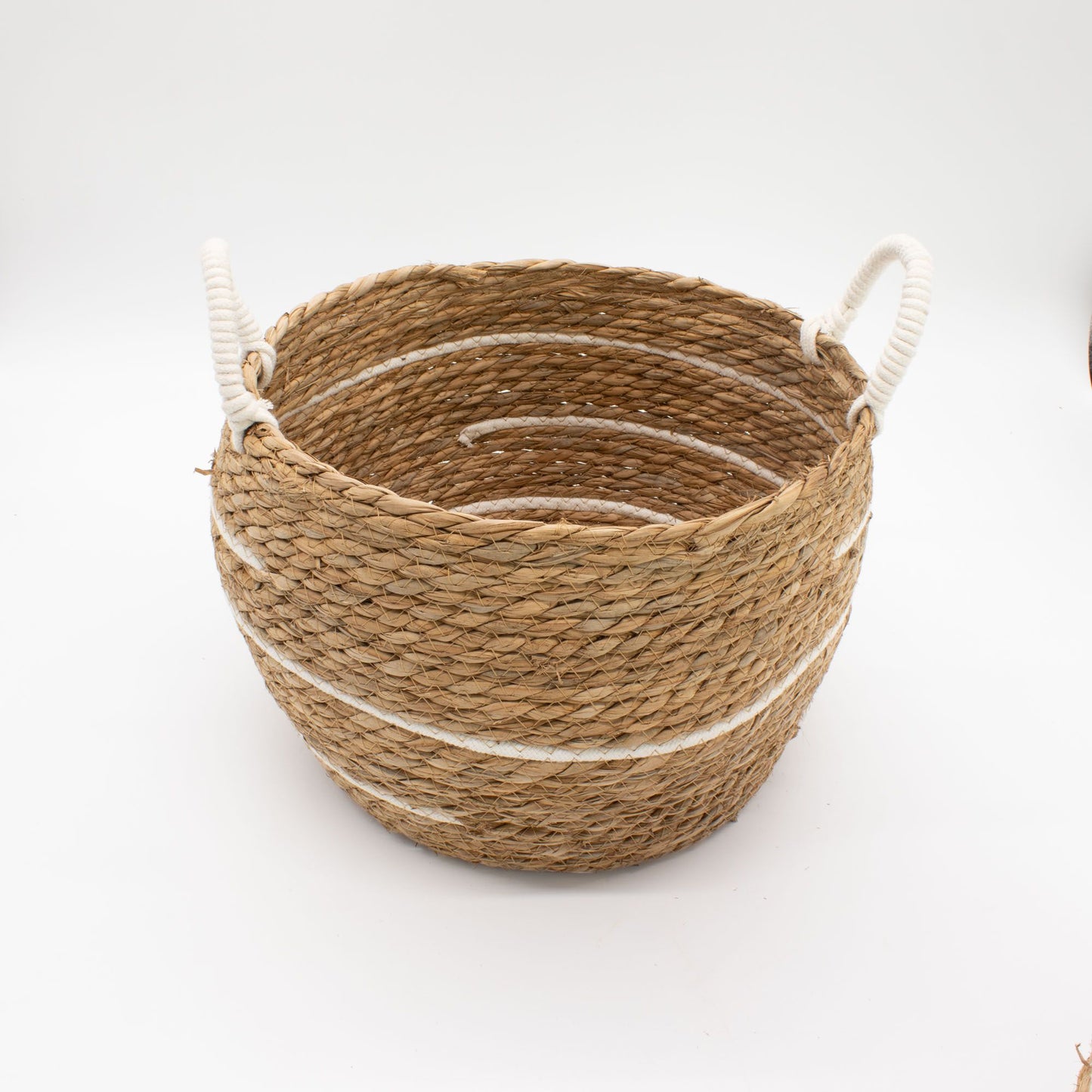 Große Körbe aus Baumwolle und Seegras – Naturfarbene Streifen – 3er-Set