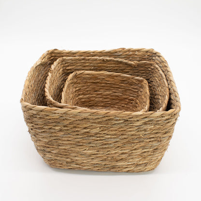 Quadratische Seegraskörbe – Natur – 3er-Set