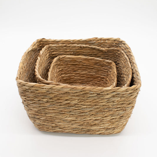 Quadratische Seegraskörbe – Natur – 3er-Set