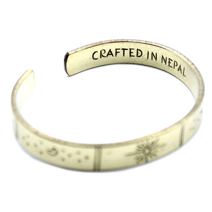Inspirierendes Armband - Messing Sonnenaufgang, Galaxie, Sterne, Erde