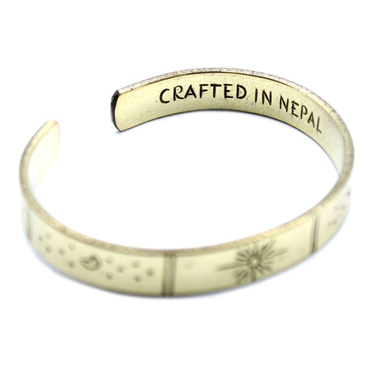 Pulsera de Inspiración - Latón Amanecer, Galaxia, Estrellas, Tierra