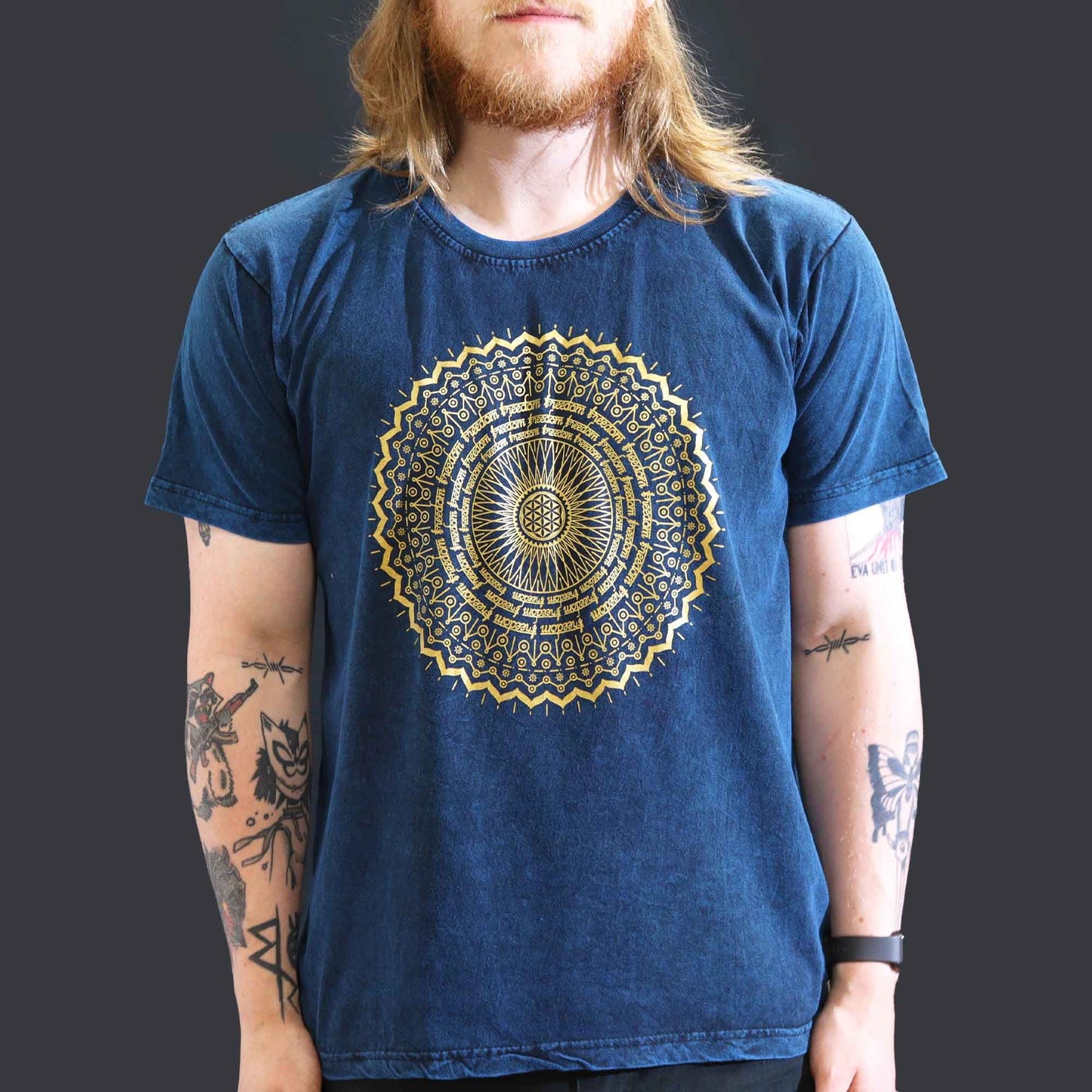 Nomad Sari Großes T-Shirt – Mandala – Blau