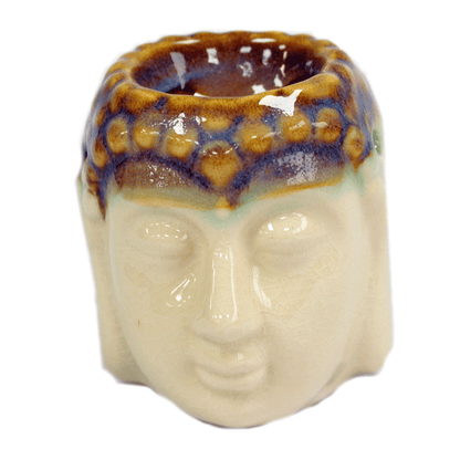 Quemador de Aceite Buda Cara Marfil y Azul
