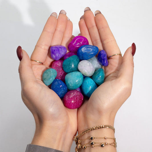 A granel, tratado y mezclado Crackle Quatz- 1 kg (aprox. 70 piedras)