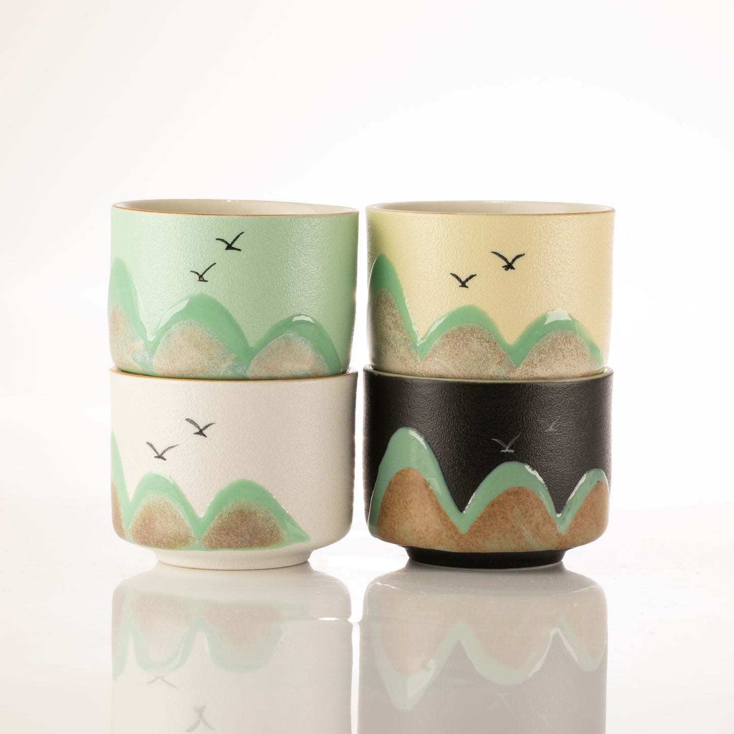 Mil millas - Juego de té - Cuatro tazas - Paño ceremonial y mango de bambú