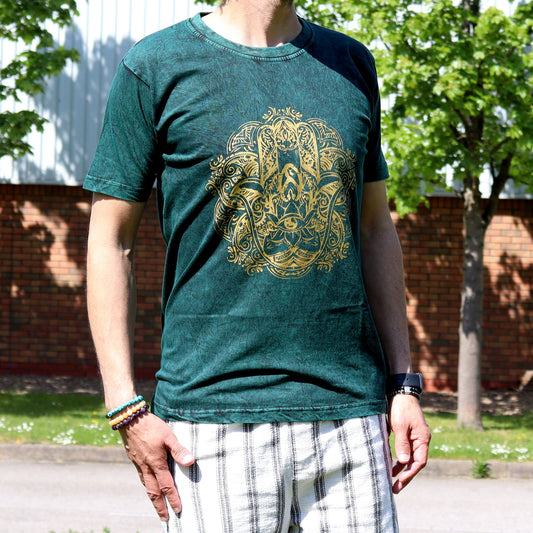 Nomad Sari Mittelgroßes T-Shirt – Hamsa – Grün