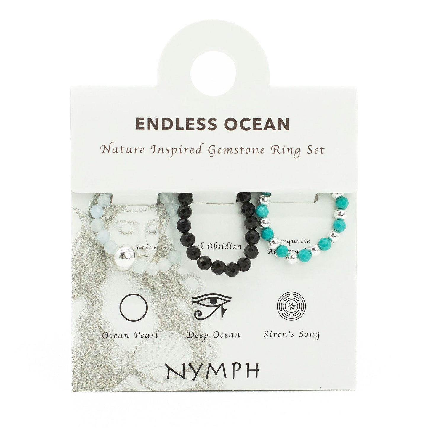 Nymphen-Edelsteinring-Set – Endloser Ozean