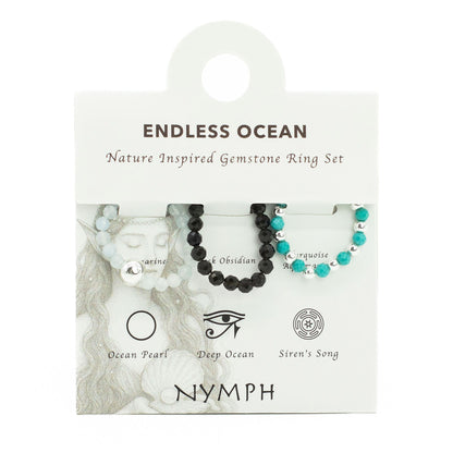 Nymphen-Edelsteinring-Set – Endloser Ozean