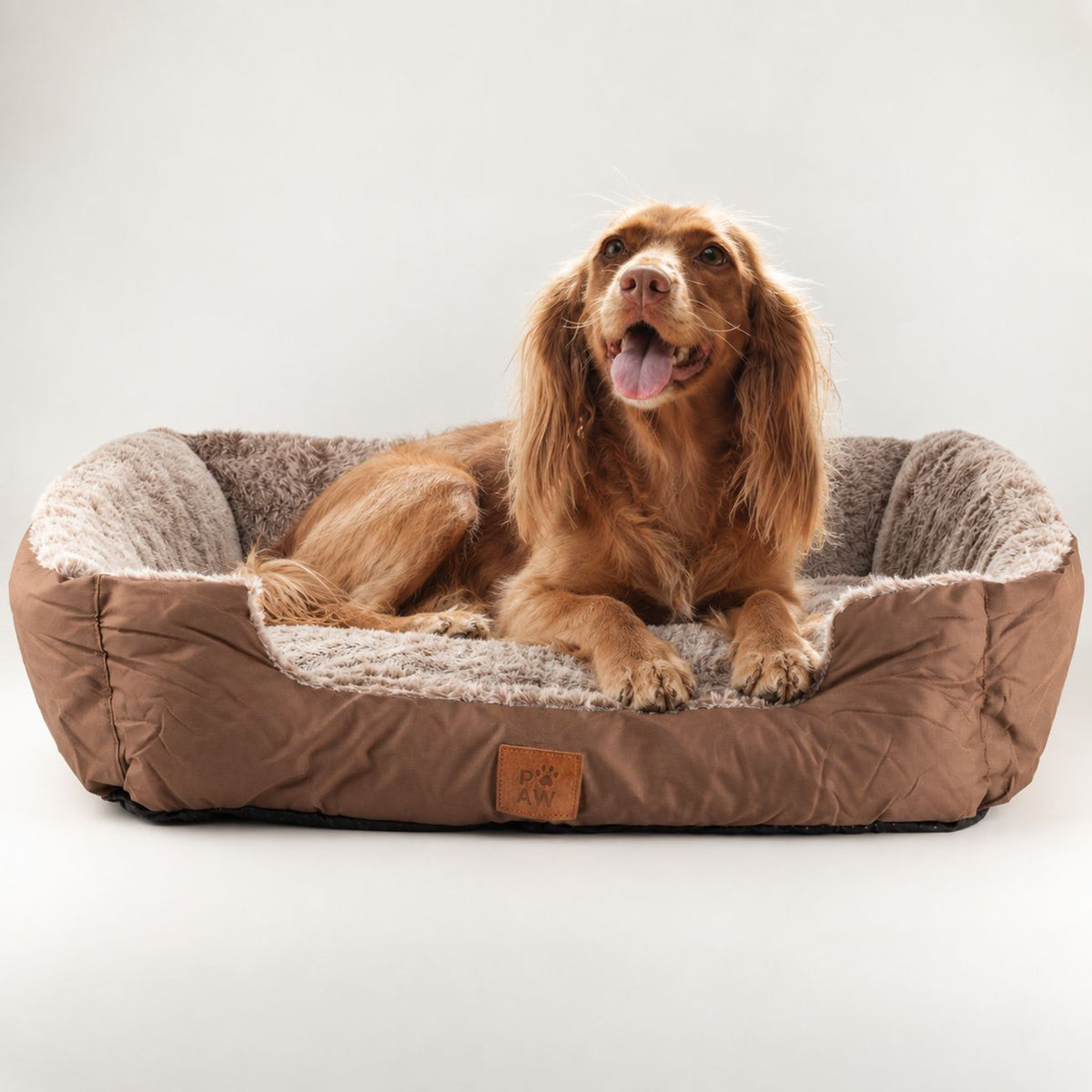 PAW Bed – Oso de peluche marrón mediano – 70 × 55 × 18 cm